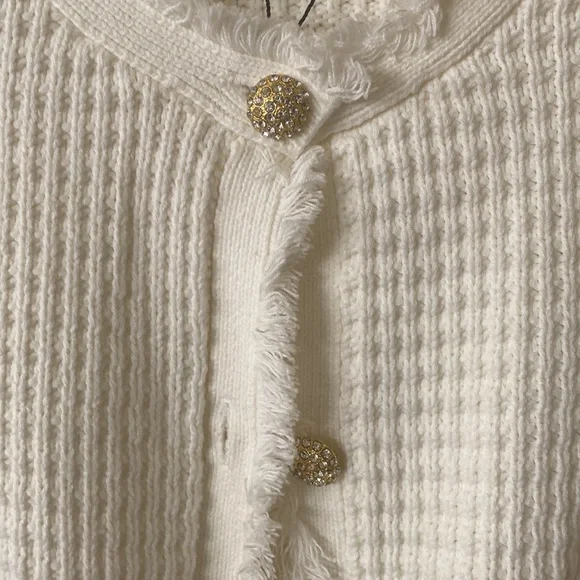 “Express” ivory, textured, embellished button sweater/blazer; size XS; NWOT - Picture 10 of 13